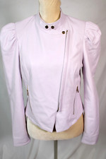 Lamarque Kaia Asymetrical Purple Leather Zip Close Zip Pockets Size M