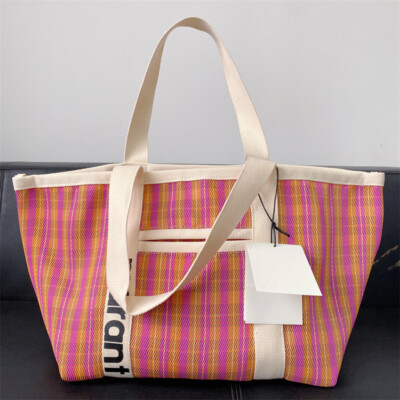 Isabel Marant New Leisure Travel WovenOne Shoulder Handheld Canvas Bag Tote 7