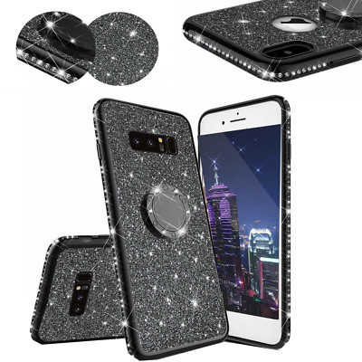 HUAWEI P40 LITE E - Ring Hülle Case Glitzer Bling Schutz Etui Fingerhalter Handy