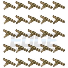  25 PACK 1/4 X 1/8 HOSE BARB TEE Brass Pipe 3 WAY T Fitting Gas Fuel Water AIR