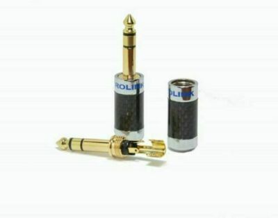 1x  Carbon Fiber 6.3mm Stereo Connector Gold Plug 8mm cable Headphone Jack