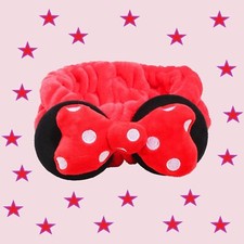 Minnie Mouse Headband Plush 3D Signature Bow Teddy Spa Disney