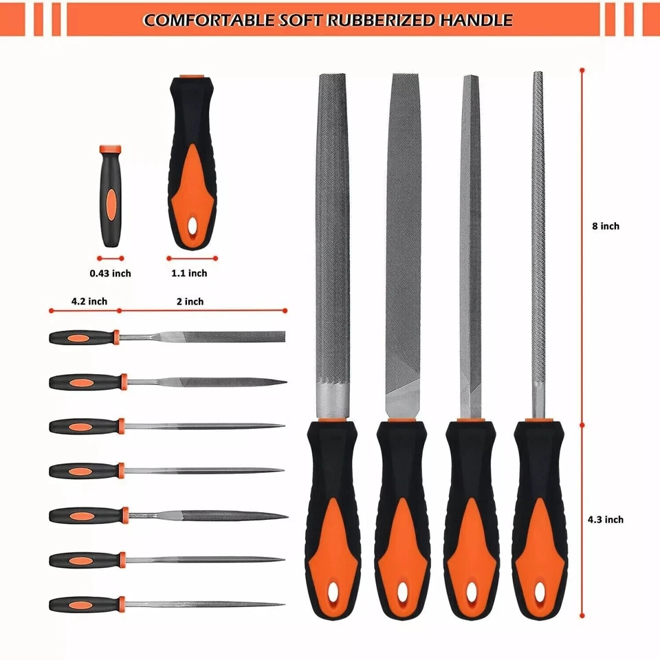 19Pcs File Set, Hand Metal File Drop Forged Alloy Steel File Set with Carry Case - Image 3 of 4