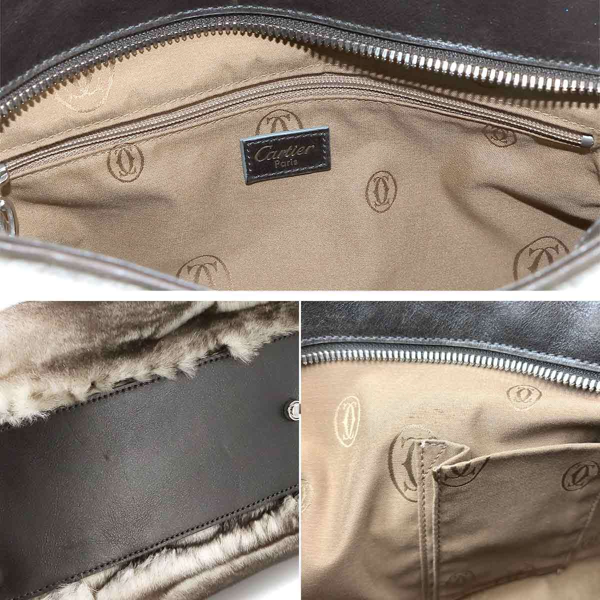 Cartier Marcello de Cartier SM Hand Bag Rabbit Fur Leather Cartier Marcello de Cartier SM Hand Bag Rabbit Fur Leather