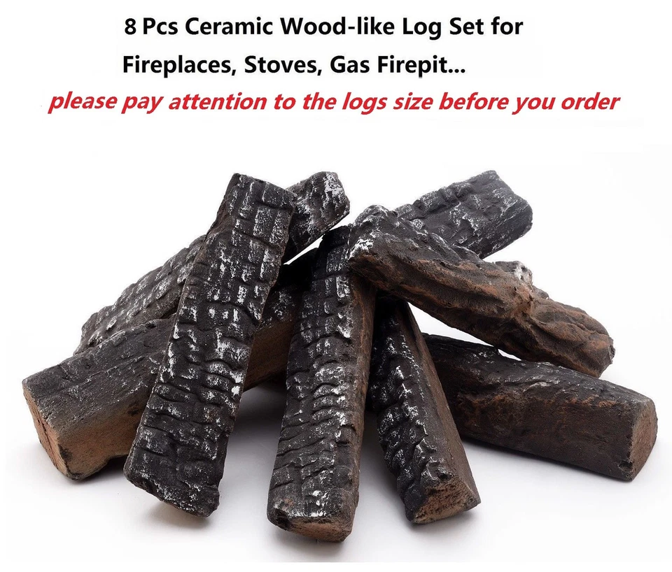 YL 8 piezas Troncos de cerámica para chimeneas de gas y fogata y estufas Foto 2 de 4