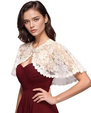 MisShow Women's Lace Appliques Shawls Wedding Bridal Cape Shoulder Covers Bol...