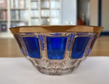 Ciotola Stener & Vogel Moser Biedermeier Cabochon Blue Oro 24k Boemia Crystal