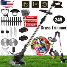 Electric Cordless Grass String Trimmer Lawn Edger Weed Wacker Cutter  2 Battery