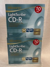 2 NEW Memorex LightScribe CD-R 52x 700mb 80 Minute Recordable 10-Packs