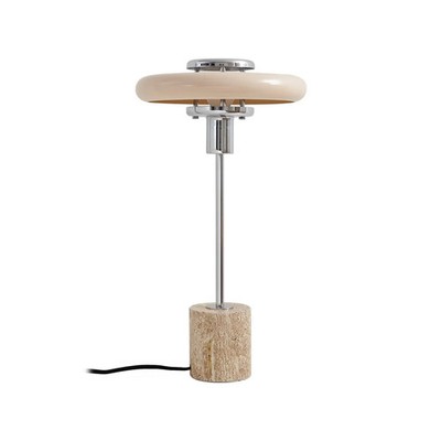 Lindby Tischleuchte Lampe Retro beige Metall Travertin Schreibtischleuchte