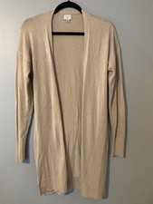 Women's Duster Cardigan - A New Day Tan Minimalist Sweet Faux Waist Tie XS