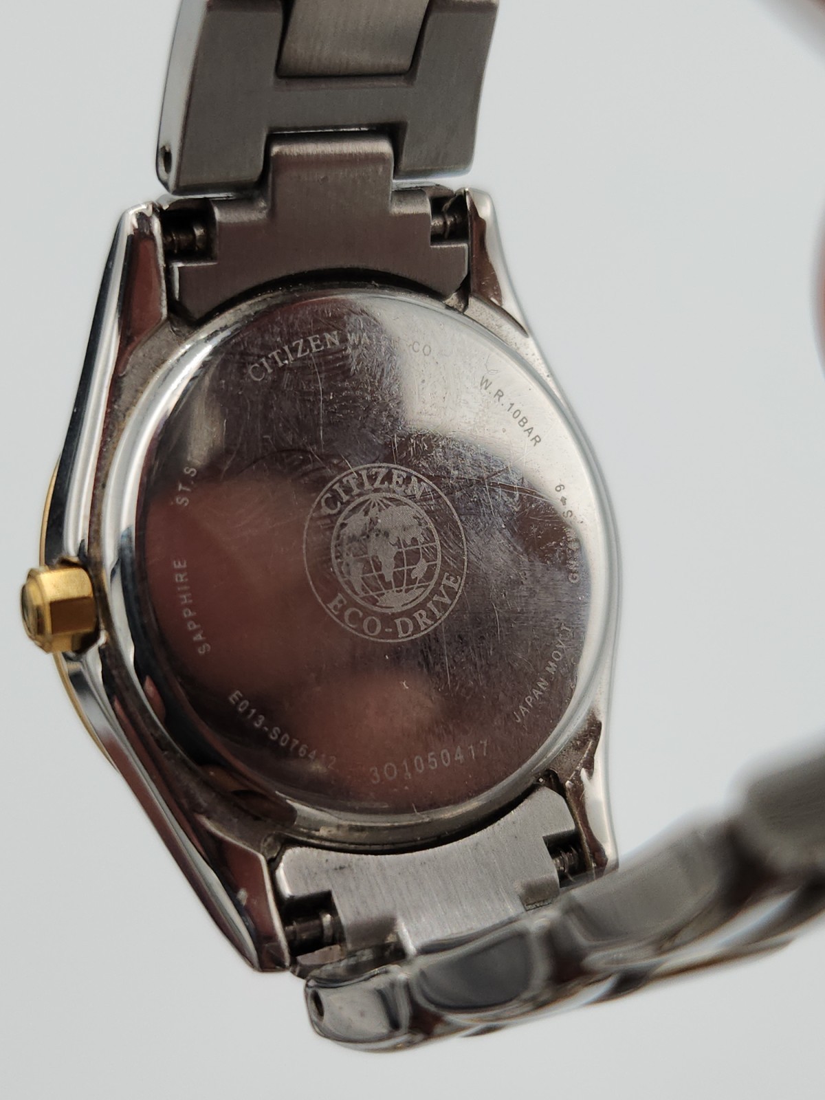 Citizen Eco-Drive Diamond Bezel Two-Tone Bracelet Mother Of Pearl Dial Date 100m image 8