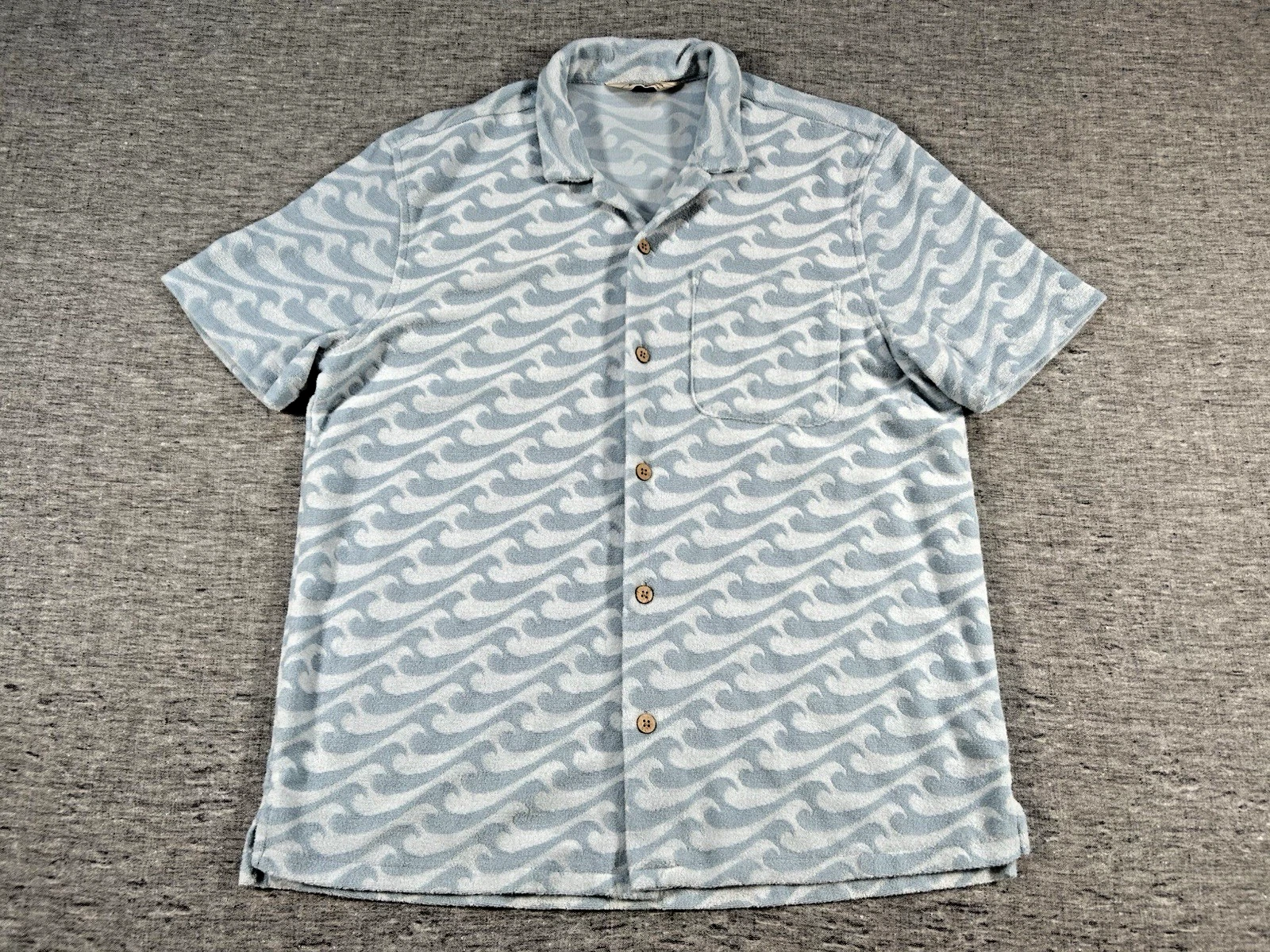 Faherty Cabana Towel Terry Shirt Mens Medium Short Sleeve Button-Up Pool Beach