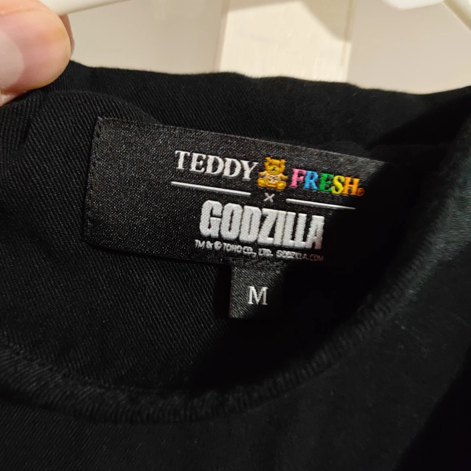 Teddy Fresh x Godzilla Shirt Mens Medium Black Camp Button Up Graphic Street - Image 3 of 4