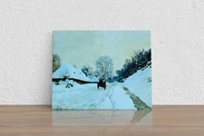 Claude Monet "Cart on the Snow Covered Road wi" Canvas Print Wall Art Home Decor