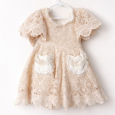 Dollcake Dress Sz 4 Say Your Goodbye Cream Cotton Boho Shabby Chic Crochet Lace