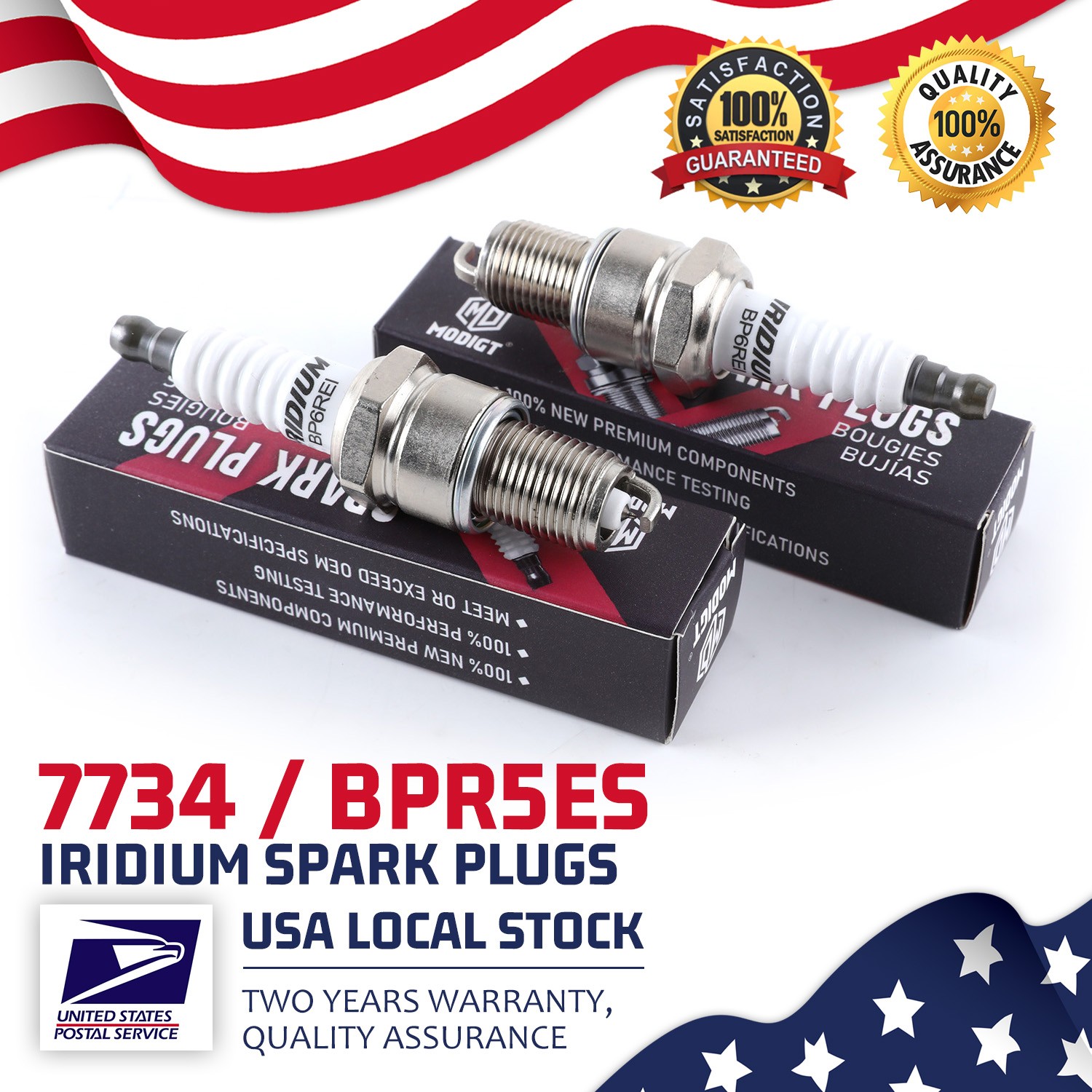 2x High Performance Spark Plugs OEM Replace For NGK BPR5ES / 7734, Plug on play