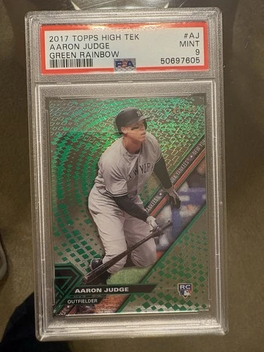 2017 Topps High Tek Aaron Judge #AJ Green Rainbow PSA 9 /99 Rookie Card Yankees