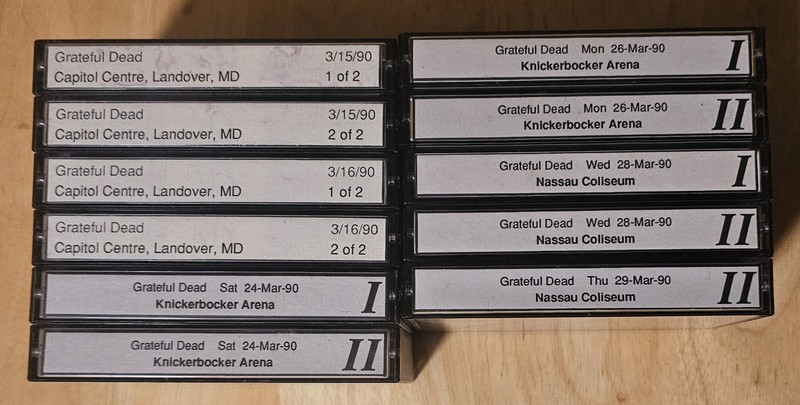 Lot of 11 Grateful Dead Concert cassettes, March 1990 Shows 