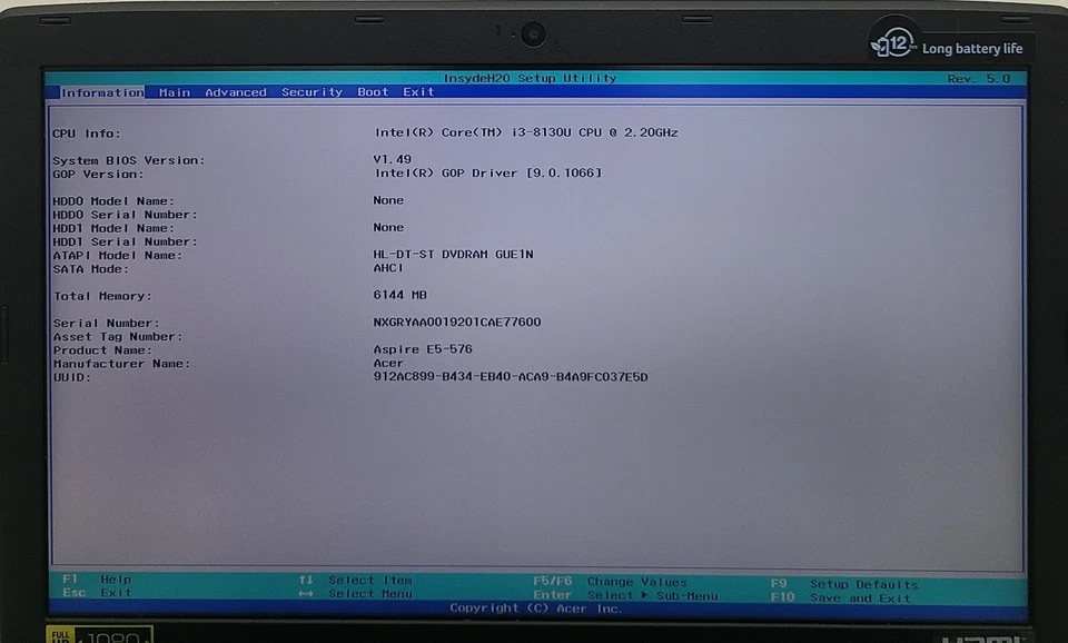 Portátil Acer Aspire E15 E5-576-392H Intel i3-8130U 6 GB RAM SIN HD/OS (FL) Foto 2 de 4
