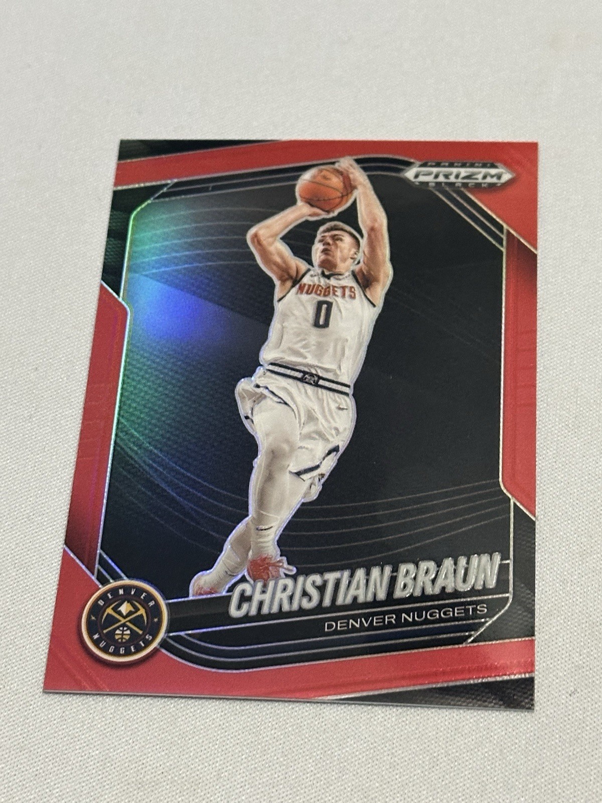 2024-25 Panini Prizm Black Red Prizm Christian Braun /299 Nuggets #186