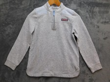 Vineyard Vines Sweatshirt Boys 14 Gray 1/4 Zip Shep Shirt Pullover Striped Knit
