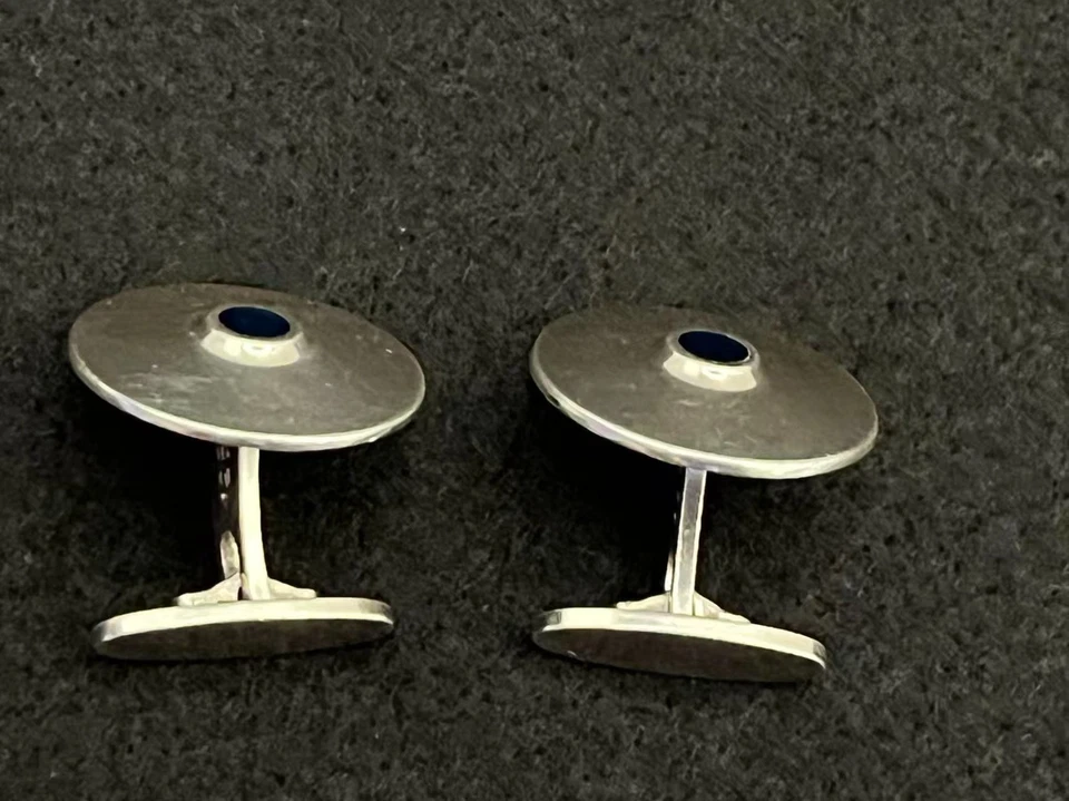 Gemelli vintage GEORG JENSEN DANIMARCA argento sterling lapislazzuli #126 - Immagine 3 di 4