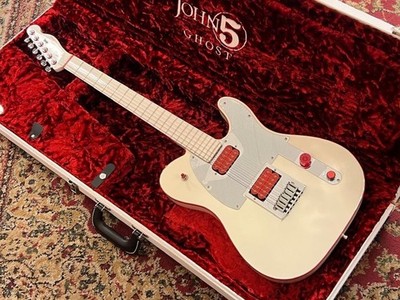 Fender John 5 Ghost Telecaster Arctic White with Red Parts & Binding USA 2023