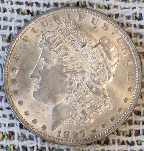 A 1897 BU Morgan Silver Dollar UNC MS +++ Silver Coin