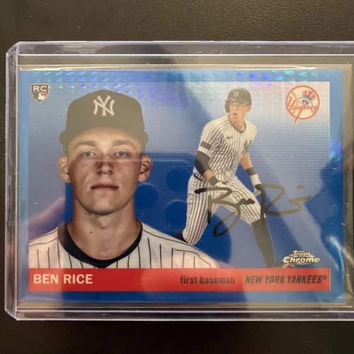 2025 Topps Chrome Platinum Ben Rice Blue Prism Refractor (RC) #311 Yankees