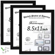 Framenow 8.5x11 Picture Frames Set of 3, Shatter-Resistant 3P, Black
