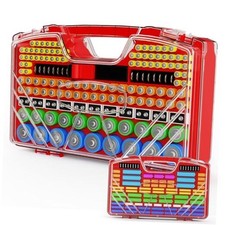 Battery Organizer Storage Holder Box Case with Tester, New Ultra-Large Red