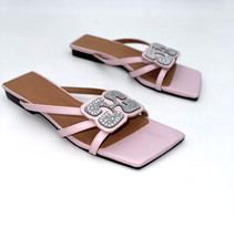 Ganni  Butterfly Strass Flat Sandal Light Pink SPAIN 5.5;NIB