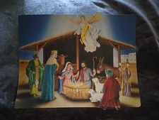 Vintage Beistle Nativity manger Die cut Christmas decor 1989