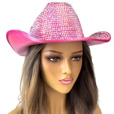 Pink Rhinestone Cowboy Hat Cowgirl Costume Concert Bling Bling Hat Rave Festival