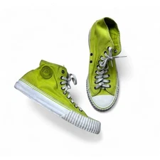 PF Flyers Lime Green Canvas High Top Sneakers Shoe Unisex Men's 9 Women's 10.5