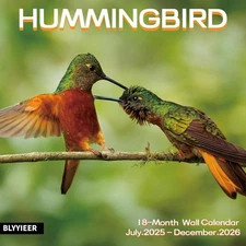 2025-2026 Wall Calendar,18 Monthly Hangable Hummingbird Calendars,12" X 24"