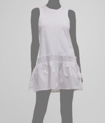$295 Cinq à Sept Women's White Smocked Ruffle Sleeveless Betsie Dress Size XS