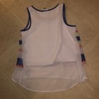 Girls 7/8 M Disney Striped Sleeveless Top blouse Sheer Overlay Navy Blue Orange  — photo 2