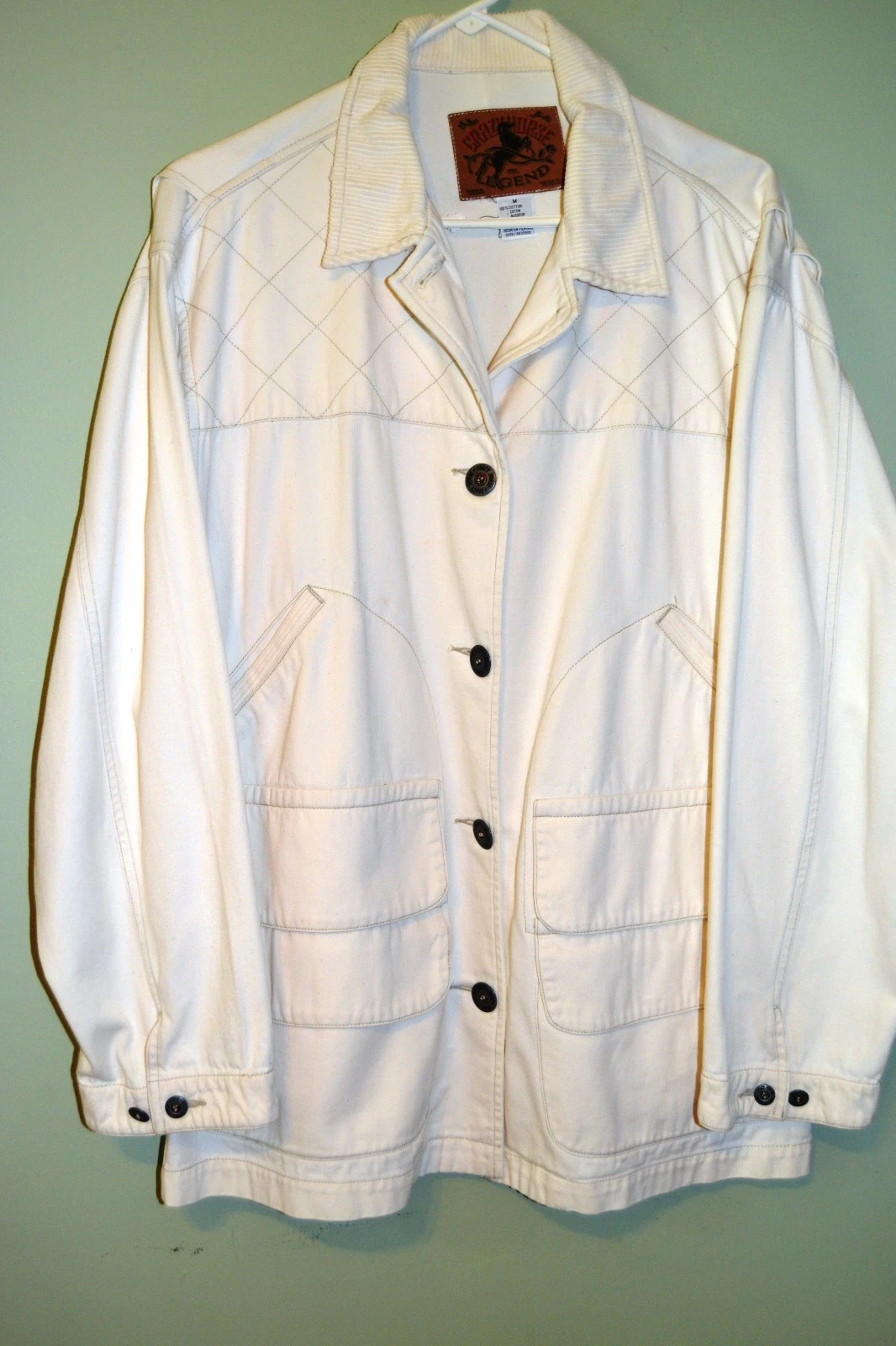 OFF WHITE Giacca piumino "Crazyhorse" bianco sporco con bottoni tg. Med.