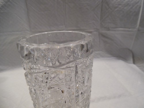 Vintage American Brilliant Period Cut Glass Tall Narrow 12” Clear Crystal Vase - Bild 6 von 8
