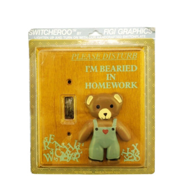 Vintage 1988 Switcheroo Figi Wood Switchplate Cover Bear Childrens Funny Cute