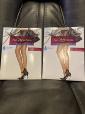 2pkHanes Pantyhose Silk Reflections Sheer Toe Control Top Cool Comfort style 717
