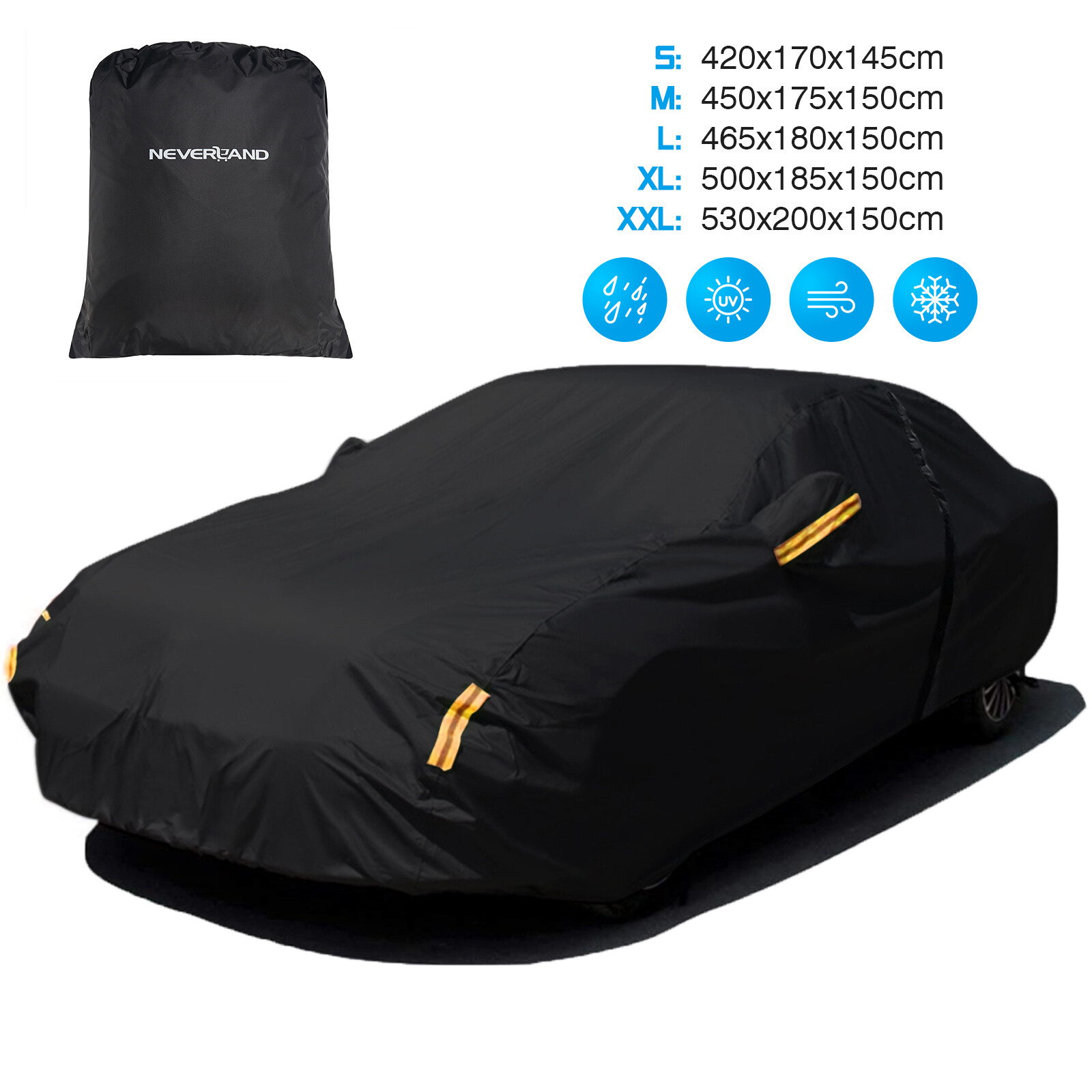 S M L XL XXL Car Cover Waterproof Outdoor Indoor Full Cover Rain Snow