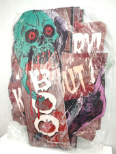 Halloween Outdoor Indoor Garden Spooky Set of 6 Stakes Signs Yard Stakes Decor