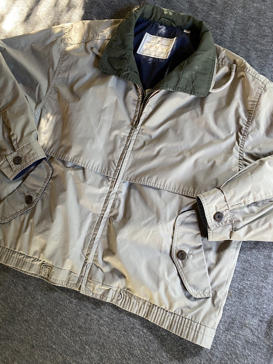 Towne London Fog Jacket Mens M Tan Green Blue Colorblock Towne London Fog Jacket Mens M Tan Green Blue Colorblock