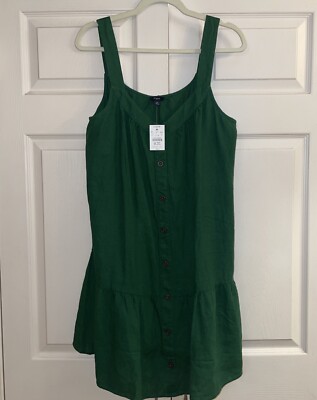 j crew green linen dress NEW NWT J Crew Women's Sleeveless Linen Blend Mini Dress Green 12 A21