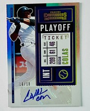 2020 Panini Contenders OSCAR COLAS Playoff Ticket Silver Holo Auto /18 White Sox