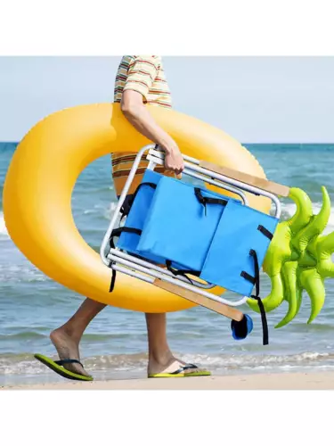 2pcs 23 * 21.7 * 31.5in Blue Beach Chair Oxford Cloth 120kg 4-speed Adjustable - Picture 9 of 12
