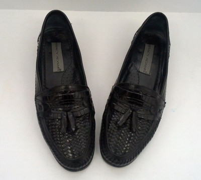 Stacy Adam\'s woven leather tasseled loafers black Stacy Adams Woven Leather Slip On Tassel Dress Loafers Shoes  main image 3